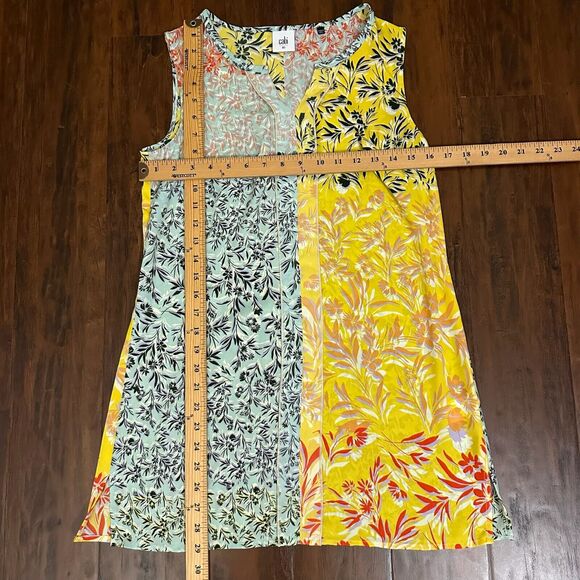 CABI Golden Glow Split Hem Tunic Top Floral Sleeveless Blouse Summer - Picture 9 of 9